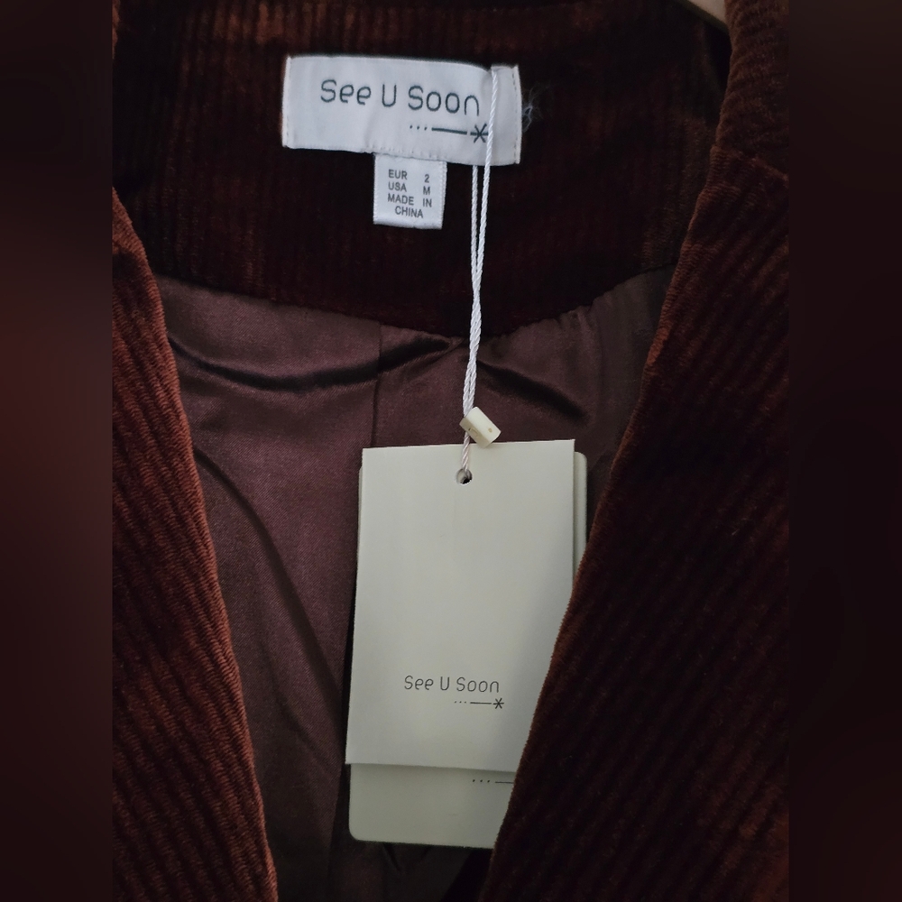 NEW See U Soon Brown Corduroy Blazer - Picture 7 of 11